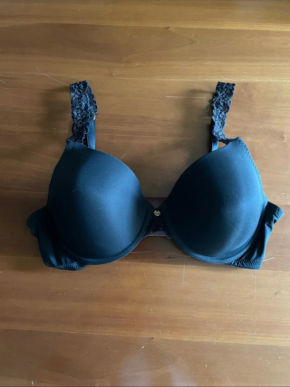 Natori Black Lace Strap T-Shirt Bra with Molded Cups